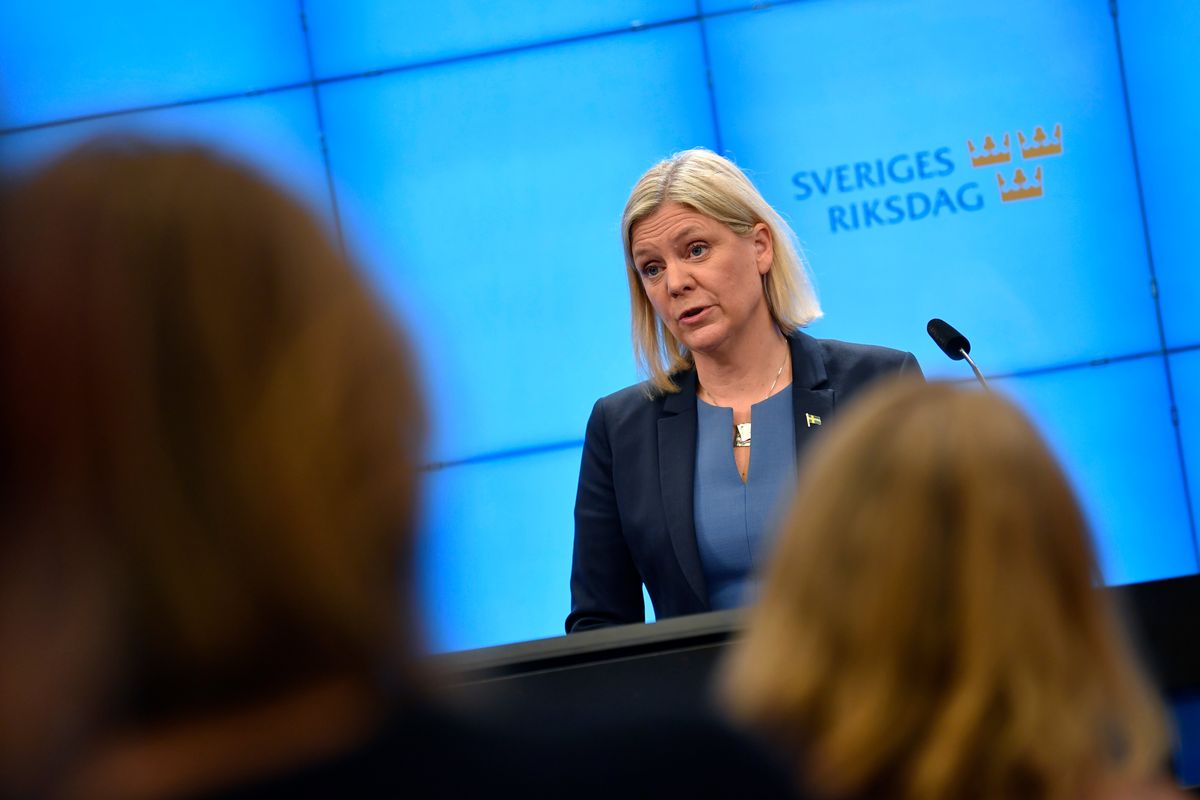 Swedish Social Democratic Party leader and newly appointed Prime Minister Magdalena Andersson during a press conference after the budget vote in the Swedish parliament in Stockholm, Wednesday, Nov. 24, 2021. Hours after being tapped as Sweden’s prime minister, Magdalena Andersson resigned Wednesday after suffering a budget defeat in parliament and coalition partner the Greens left the two-party minority government. ”For me, it is about respect, but I also do not want to lead a government where there may be grounds to question its legitimacy,” Andersson told in the news conference.  (Pontus Lundahl/TT)