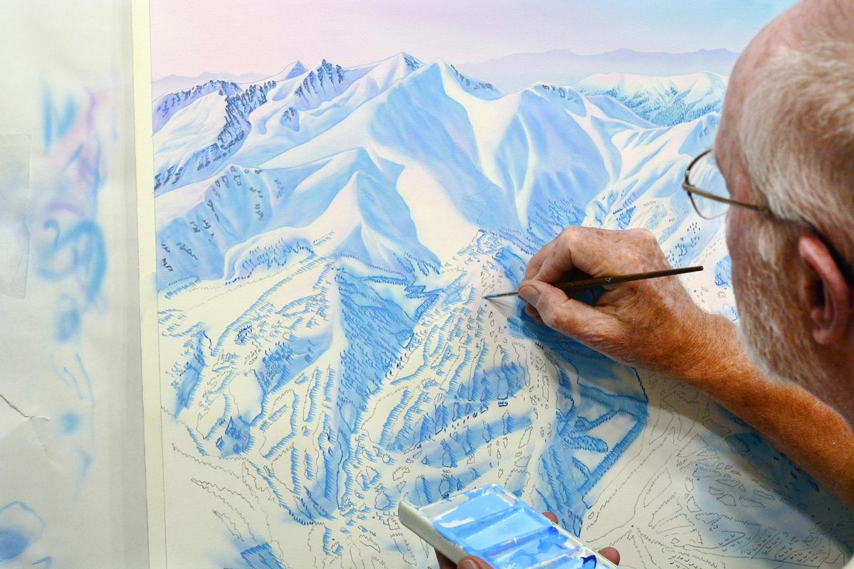 James Niehues painting in the tree shadows on the 2016 Alta map image. (HANDOUT / Courtesy of James Niehues)