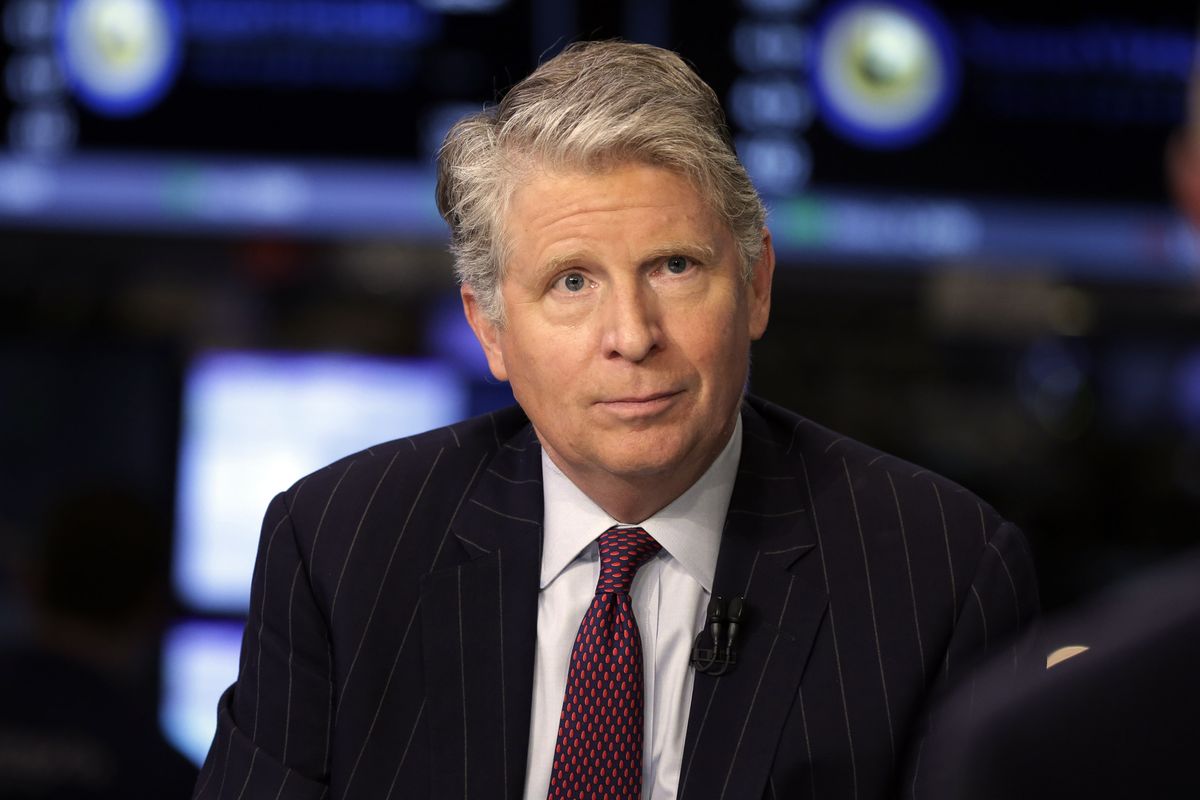 Manhattan District Attorney Cyrus Vance Jr., is interviewed July 1, 2014, on the floor of the New York Stock Exchange. Vance, the veteran New York City prosecutor overseeing a criminal investigation into former President Donald Trump, said Friday, March 12, 2021, that he will not seek re-election.  (Richard Drew/Associated  Press)