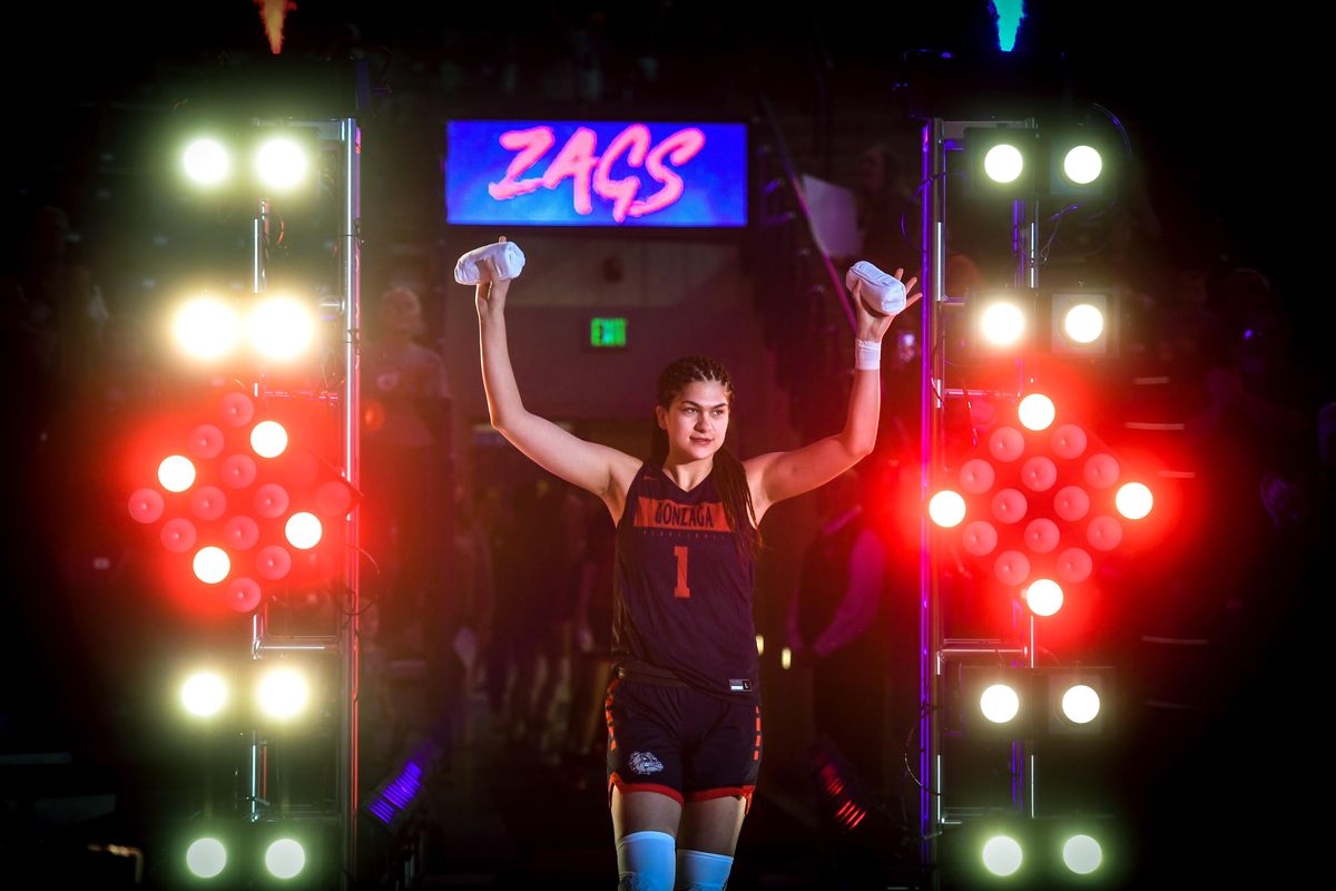 Gonzaga University forward Anamarie Vijoghe is introduced at Fan Fest, Saturday, Oct. 12, 2019, at the McCarthey Athletic Center. (Dan Pelle / The Spokesman-Review)