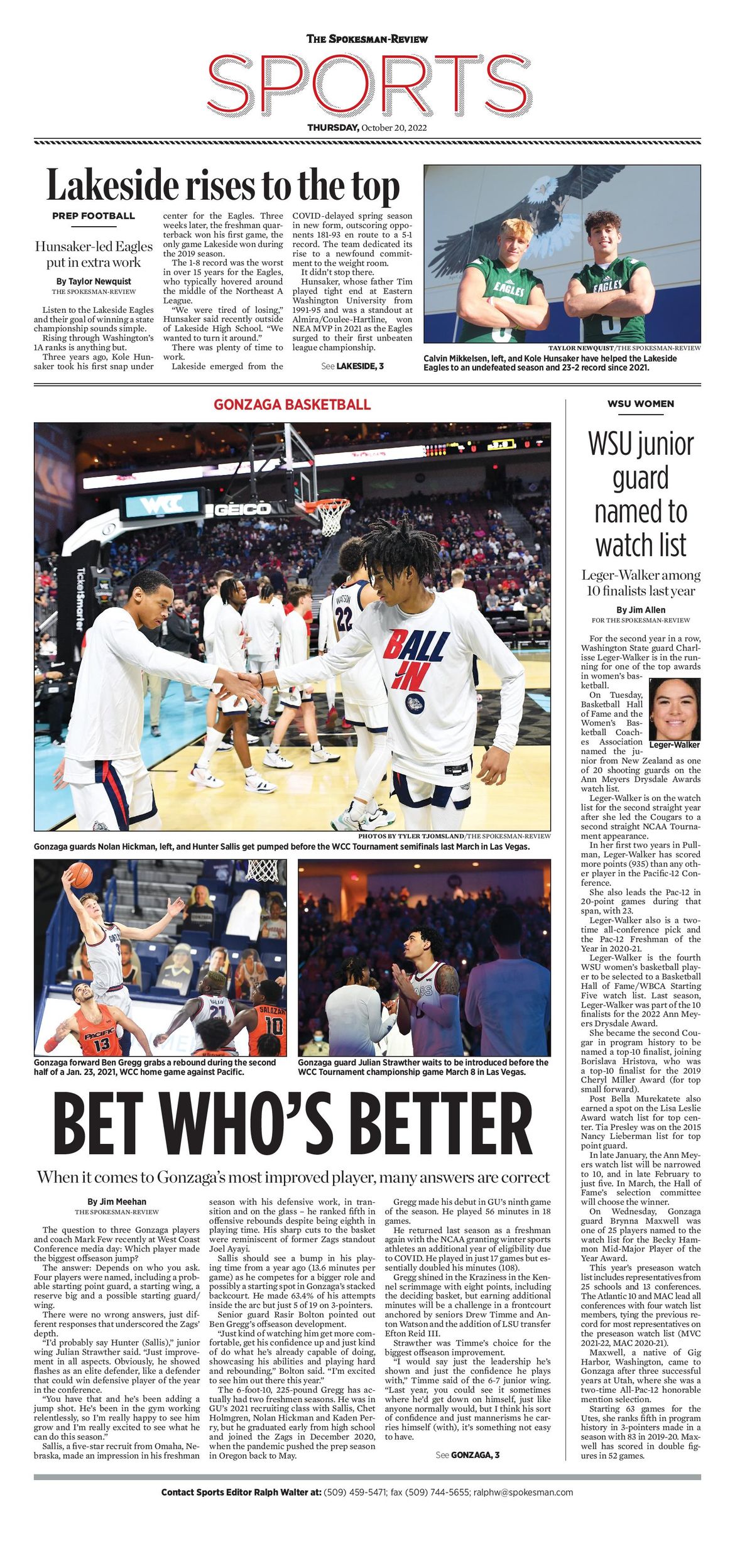 Sports Front Page for Oct. 20, 2022 | The Spokesman-Review