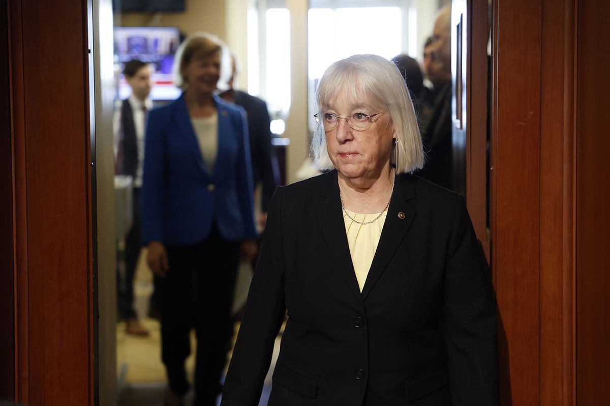 Sen. Patty Murray, D-Wash., arrives to a news conference at the U.S. Capitol on Feb. 27, 2024, in Washington, D.C. Murray was one of the key negotiators for the spending plan approved by Congress that will fund the government through September.    (Anna Moneymaker/Getty Images North America/TNS)