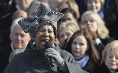 Rhinestones lined the wool felt hat, which cost more than $500.  A satin-ribbon version goes for $179.  (Associated Press / The Spokesman-Review)