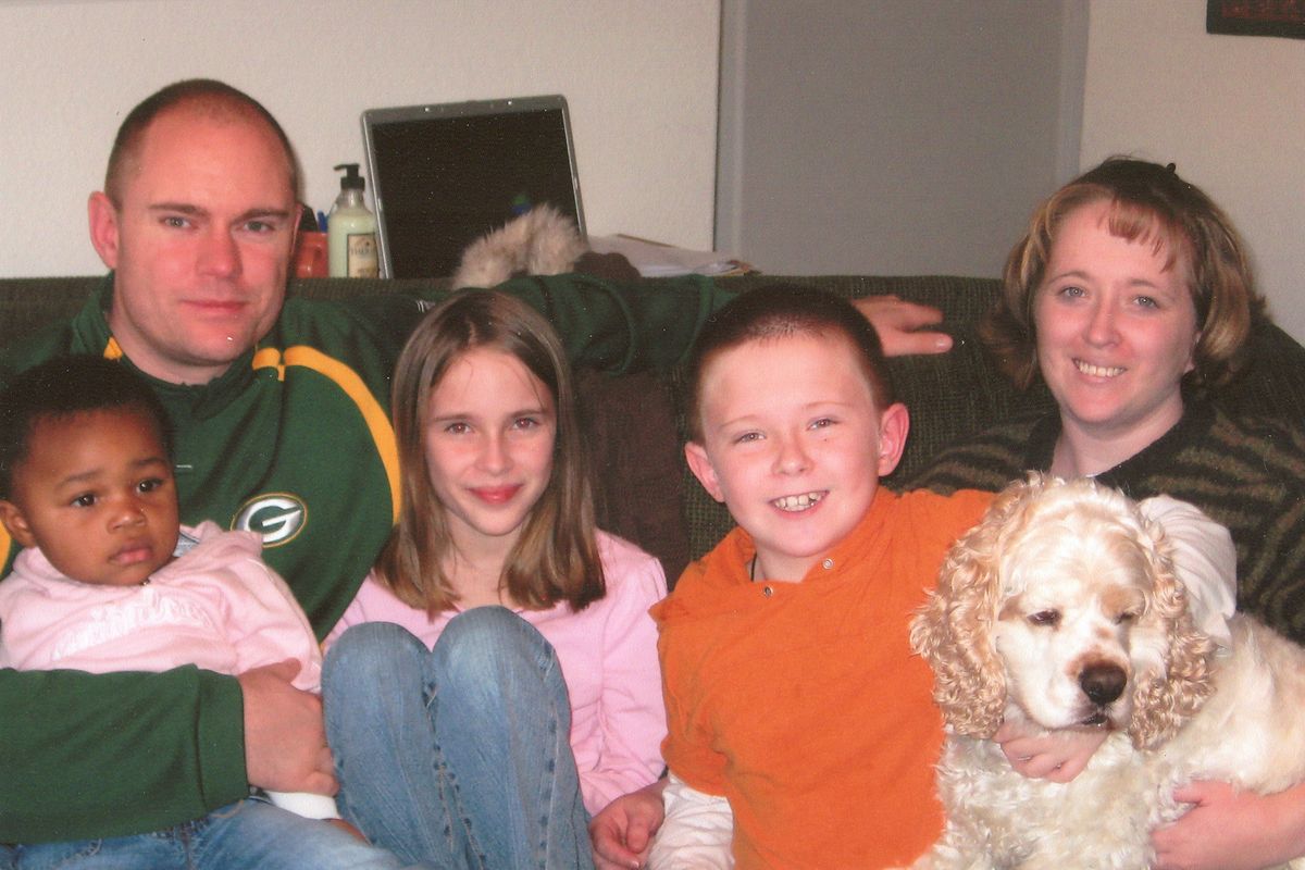 Zak Gilbert, the biological son of Keith Roberts, is pictured with his family, from left: daughter Caitlynn, 3, Ashlynn, 11, Braden, 10, and wife Jennifer. Courtesy of Zak Gilbert (Courtesy of Zak Gilbert / The Spokesman-Review)