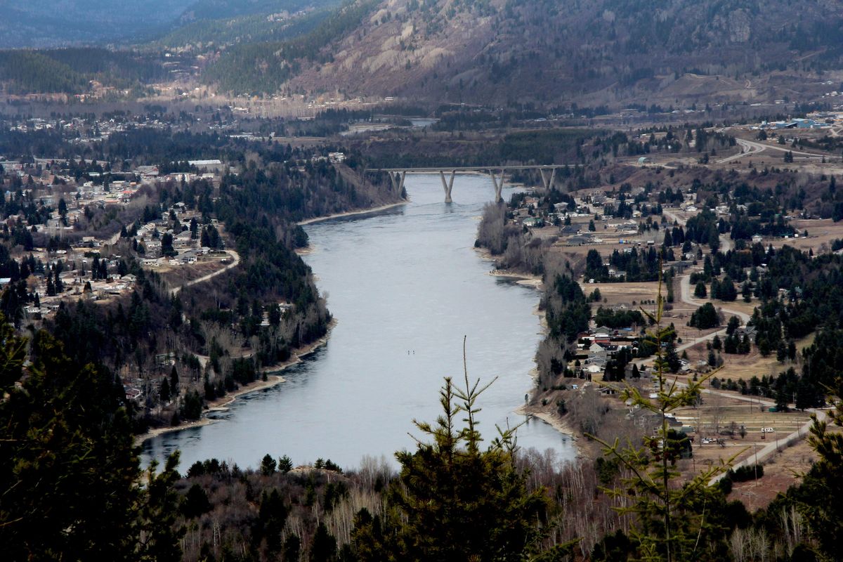 The Columbia River flows through Castlegar, British Columbia, near its confluence with the Kootenay River. (Becky Kramer / The Spokesman-Review)