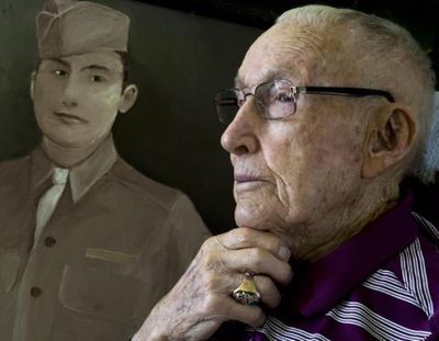 Les Ames, 96, a WWII veteran who fought in the Philippines, collaborated with Eufemia Munn, former Blair Elementary School principal, who is Filipina, to write a book about his life. (Colin Mulvany / The Spokesman-Review)