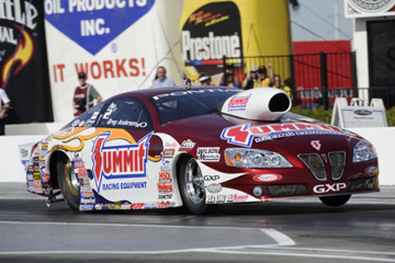 Three-time NHRA Full Throttle Pro Stock Champion, Greg Anderson, has yet to win a national event in 2009 as the series heads to Ohio on Friday. (The Spokesman-Review)
