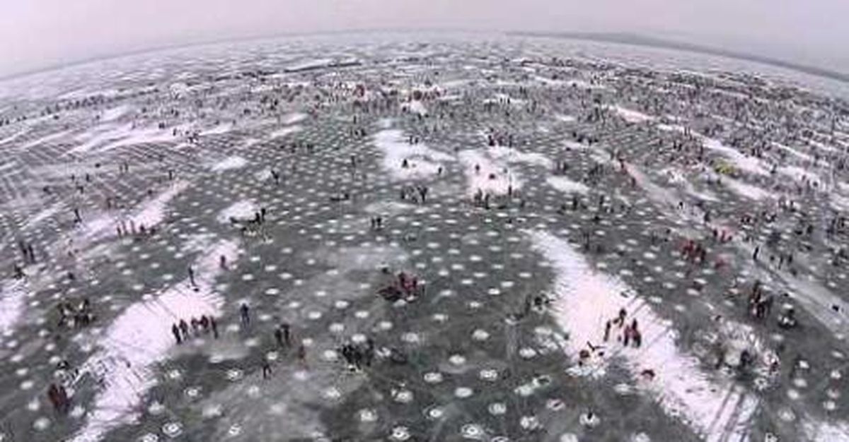 Only in Minnesota 20,000 ice fishing holes in one lake The Spokesman