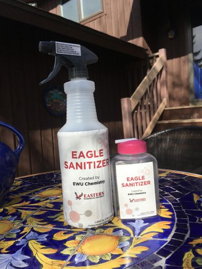 Eastern Washington University student Danielle Flinn designed the label for Eagle Sanitizer. (Jeff Corkill / Courtesy)