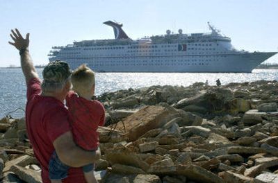 
The Holiday pulls into Pascagoula, Miss., on Oct. 29. The cruise ship has become a floating shelter for Katrina survivors. 
 (File/Associated Press / The Spokesman-Review)