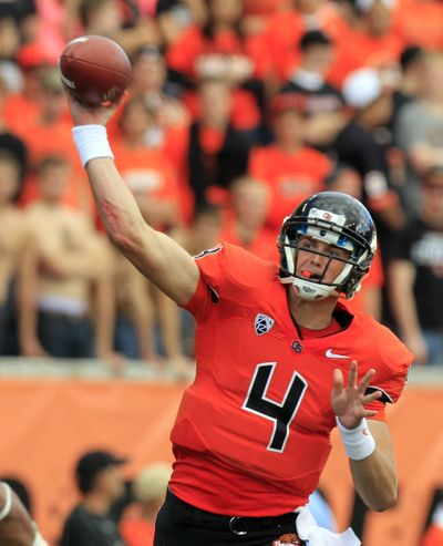 Oregon State quarterback Sean Mannion has had a lot of time to throw this season, something the Cougars can’t allow. (Associated Press)