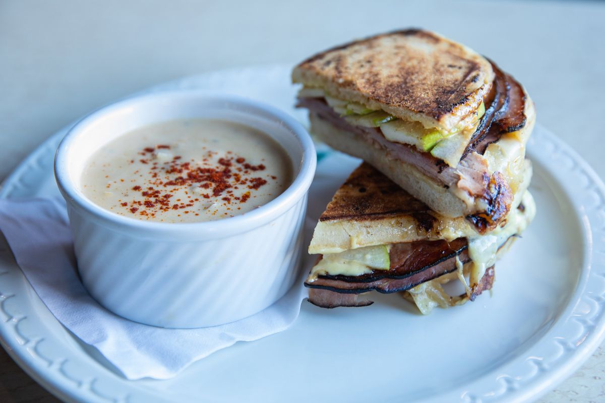Steelhead trout chowder and a Cuban sandwich at Chowderhead, 825 N. Monroe St., on March 12.  (Courtesy of Ari Nordhagen)