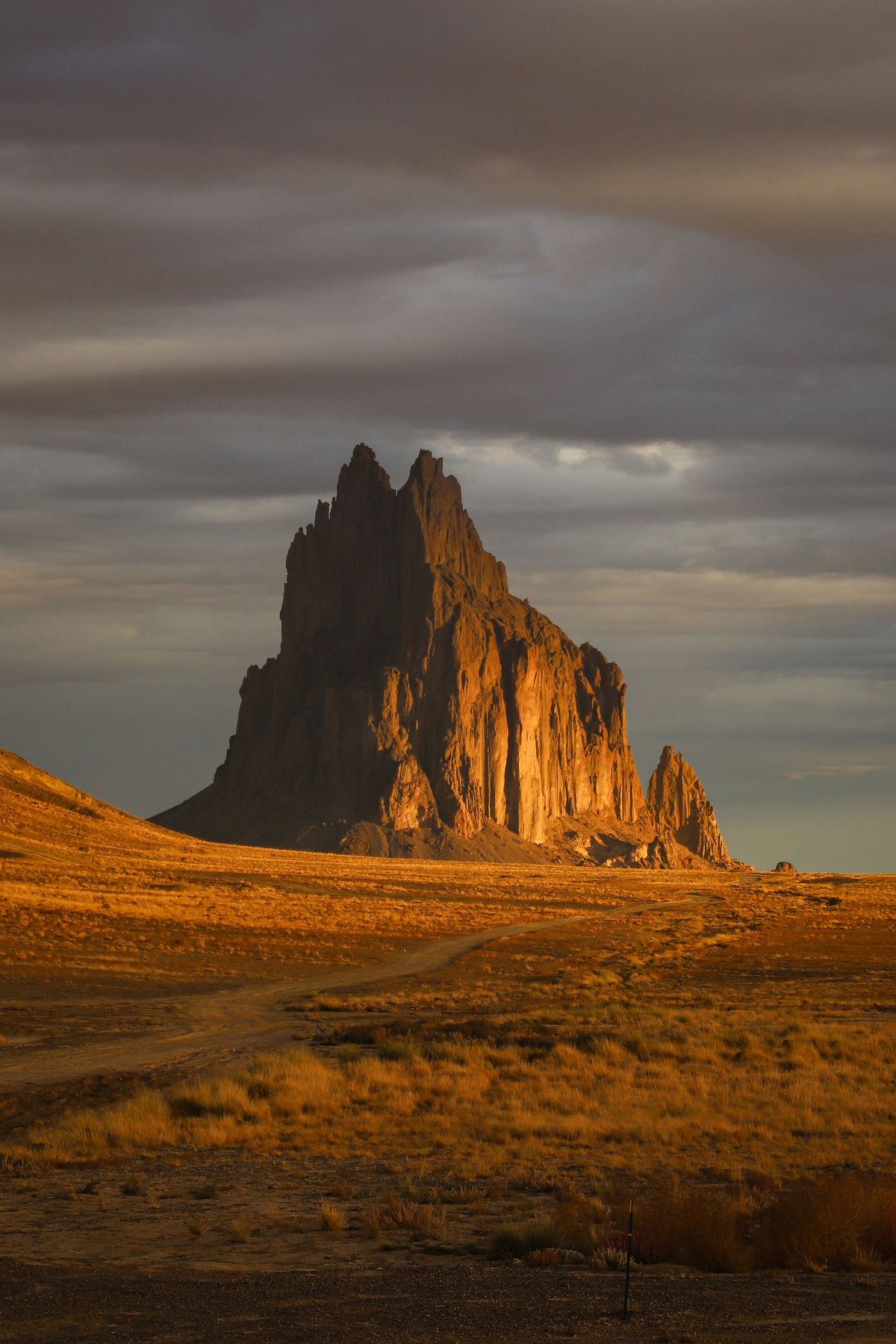 Shiprock, a volcanic neck formation, another popular tourist draw that is also within the Navajo Nation and is east of Monument Valley, near Shiprock, N.M., Oct. 6, 2025. Fallout from the slump in travel to the U.S. has reached all the way to Monument Valley, where a dozen Navajo guides told The New York Times that their international business evaporated this year. (New York Times)