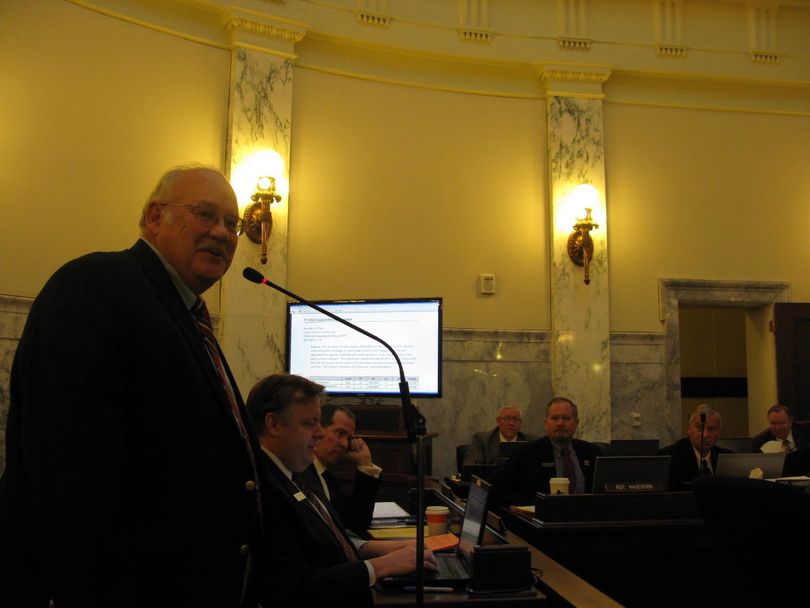 Idaho Secretary of State Ben Ysursa answers questions from lawmakers about his request for a $200,000 voter-education program about Idaho's new closed primary law; the Idaho Republican Party will hold the state's first-ever closed primary in May. (Betsy Russell)