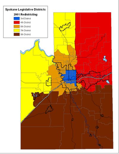 These are the legislative districts in Spokane County from 2001-2011. (Jim Camden)
