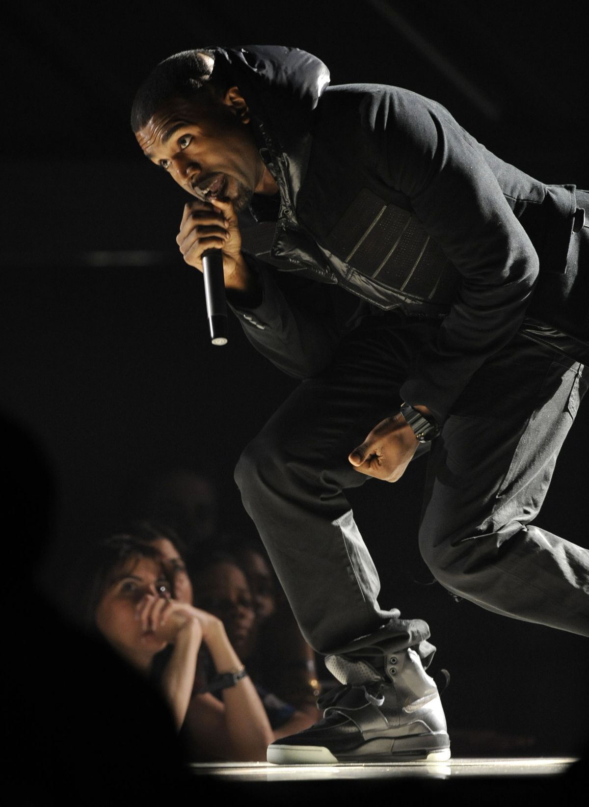 Kanye West performs at the 50th Annual Grammy Awards in Los Angeles on Feb. 10, 2008. The Nike Air Yeezy 1 Prototypes worn by West during his performance were acquired for $1.8 million by social investing platform Rares.  (Kevork Djansezian)