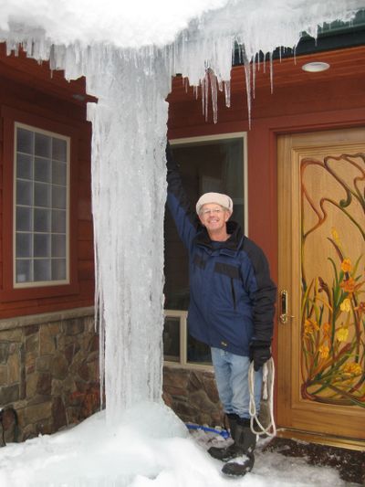In North Idaho, they’ve been growing some super-sized icicles this winter, as Bruce Daniels can attest. (The Spokesman-Review)