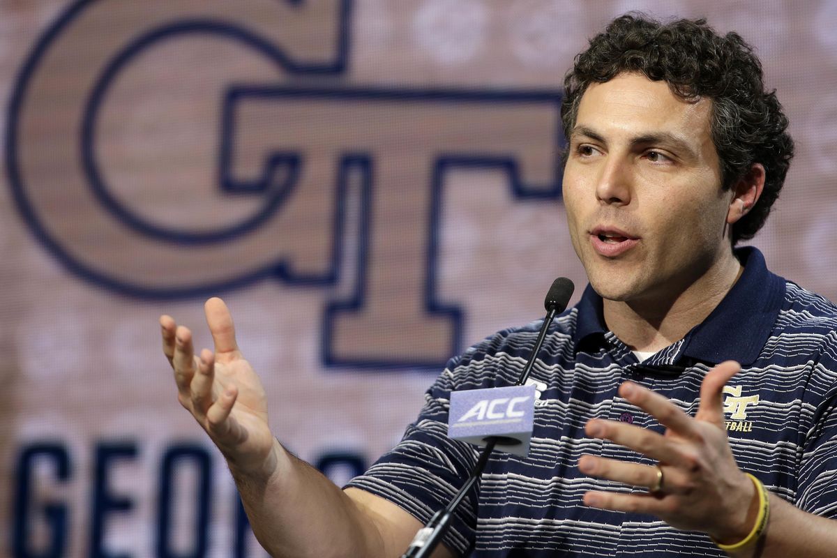 In this Oct. 26, 2016, file photo, Georgia Tech coach Josh Pastner answers a question during the Atlantic Coast Conference college basketball media day in Charlotte, N.C. The former Memphis coach takes over a Georgia Tech program that hasn