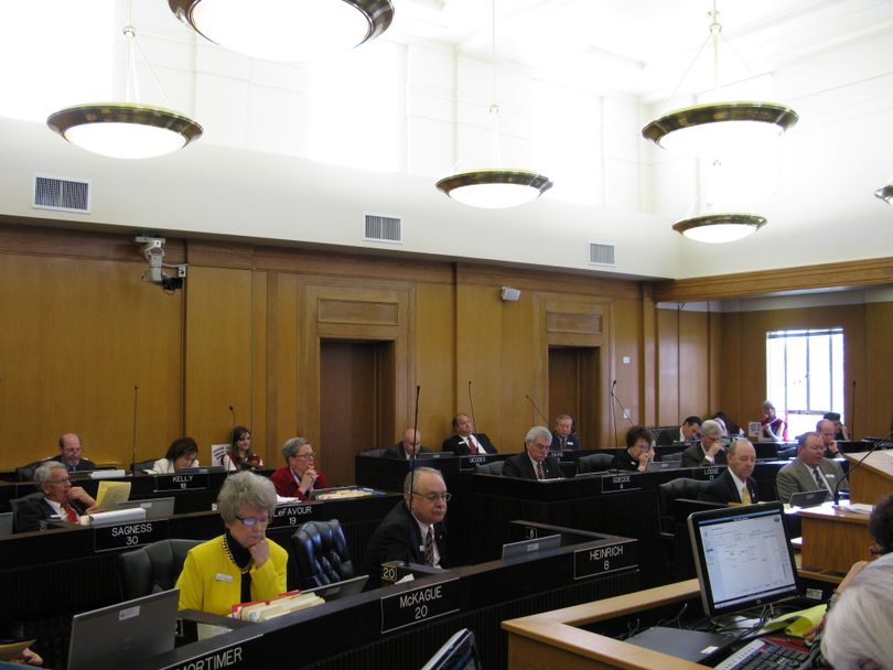 The Idaho Senate on Tuesday afternoon suspended its rules to take up a slew of budget bills, including the measure regarding statewide personnel funding cuts.
 (Betsy Russell / The Spokesman-Review)