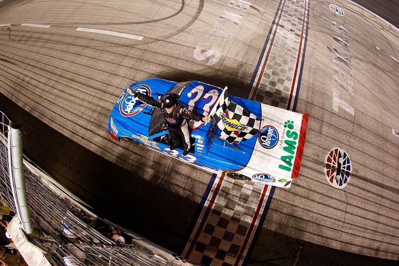 Ron Hornaday Jr. celebrates his 48th career victory in the 15th Annual WinStar World Casino 400k on Friday at Texas Motor Speedway in Fort Worth, Texas. (Photo Credit: Chris Graythen/Getty Images) (Chris Graythen / Getty Images North America)