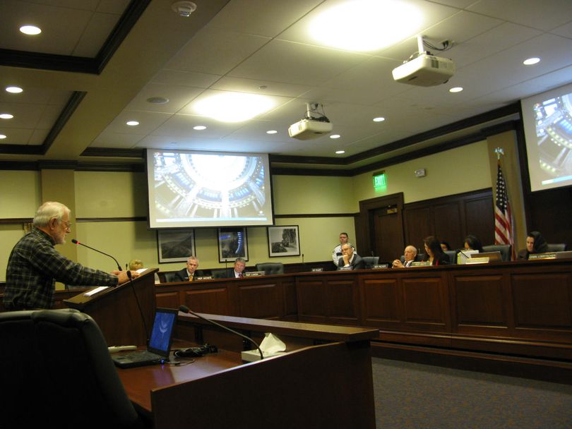 Gene Bray of Meridian testifies to the House State Affairs Committee on Tuesday on proposed new Capitol grounds use rules  (Betsy Russell)