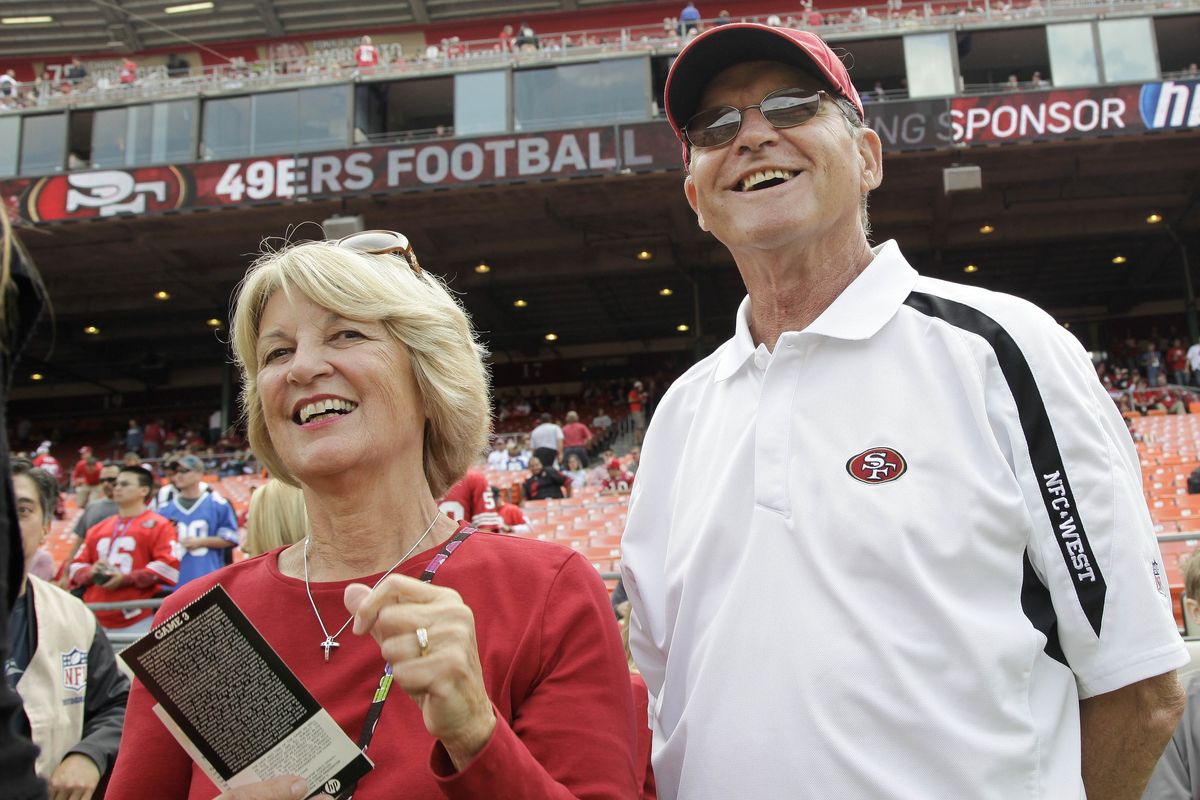 Jackie and Jack Harbaugh will see their sons coach against one another one day before their 50th wedding anniversary. (Associated Press)