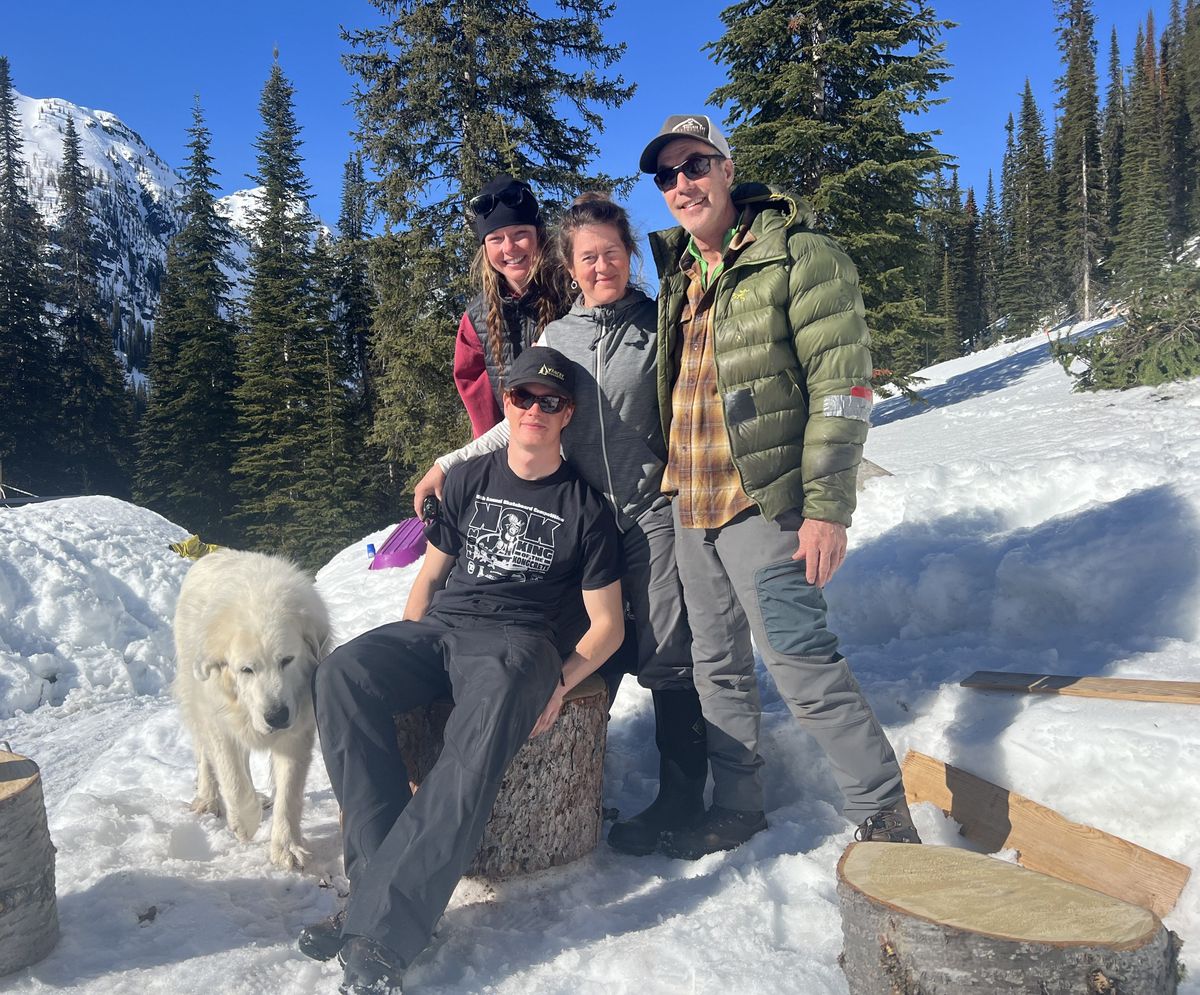 The Yancey family – Grace, Alden, Sarah and Mark – pose this month as they close the Boulder Hut for the summer after their 20th season.  (COURTESY PHOTO)
