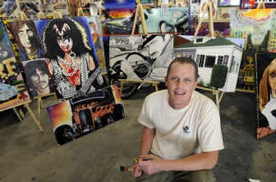 
Lance Jasper, of Spokane, is a longtime pinstriper, sign painter and muralist who uses brush and airbrush in his work. 
 (Jesse Tinsley / The Spokesman-Review)