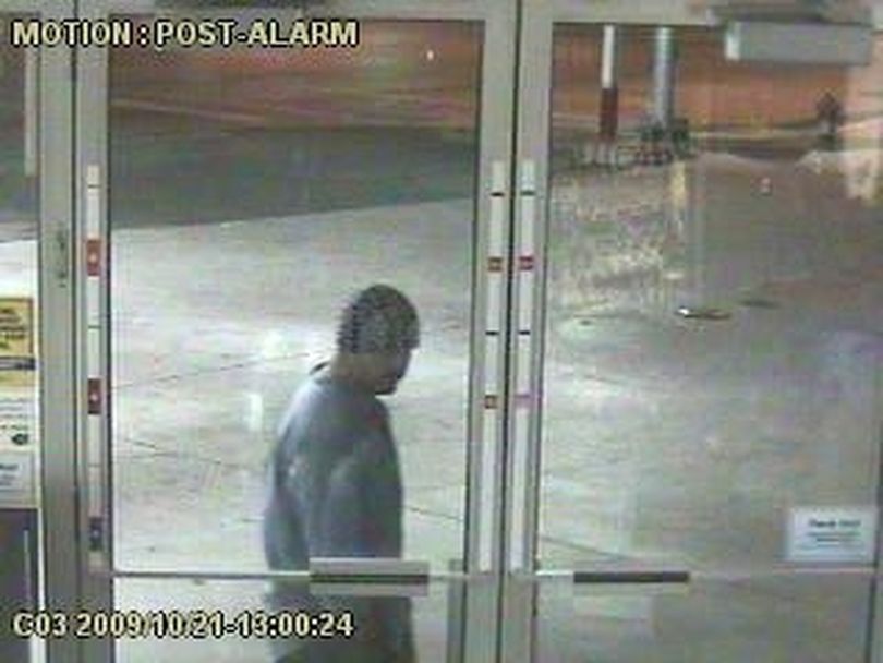 A photo released Oct. 29 shows a man Spokane police think may be responsible for a series of ATM thefts. (Spokane Police Department)