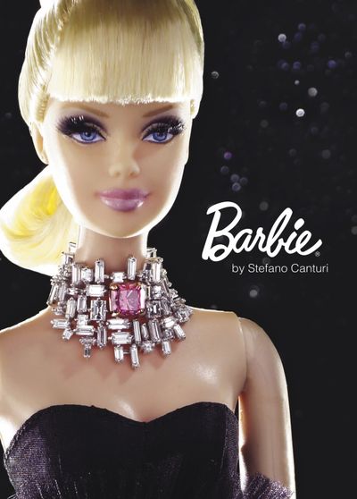 This undated photo provided by Canturi Jewels shows a custom-designed Barbie wearing a necklace featuring a one-carat pink diamond. (Associated Press)