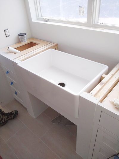 This is an apron sink I’m installing in the scullery of my daughter’s new home. I also put a slightly different one in her kitchen island. (Tim Carter)