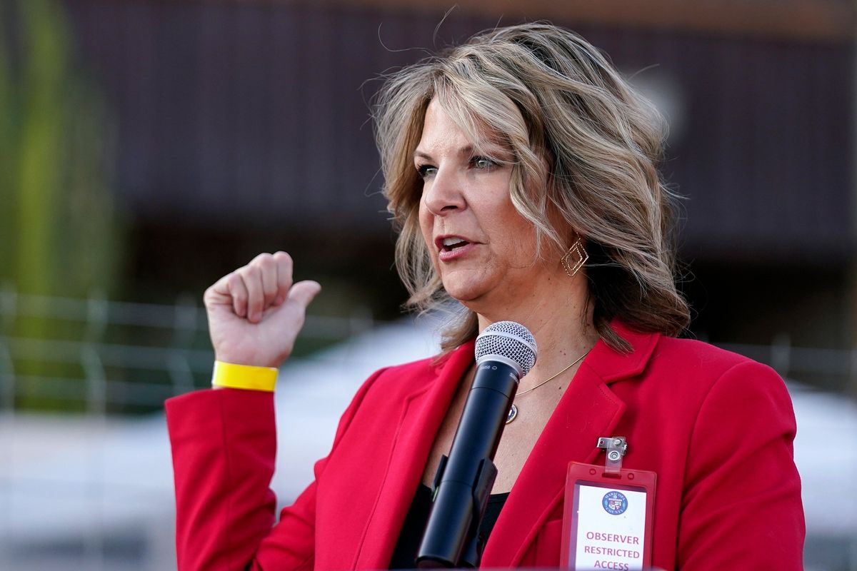 FILE - In this Nov. 18, 2020, photo, Kelli Ward, chair of the Arizona Republican Party, holds a new conference in Phoenix. The House committee investigating the U.S. Capitol insurrection has subpoenaed six individuals over efforts to falsely declare Donald Trump the winner of the 2020 election in several swing states. (Ross D. Franklin)