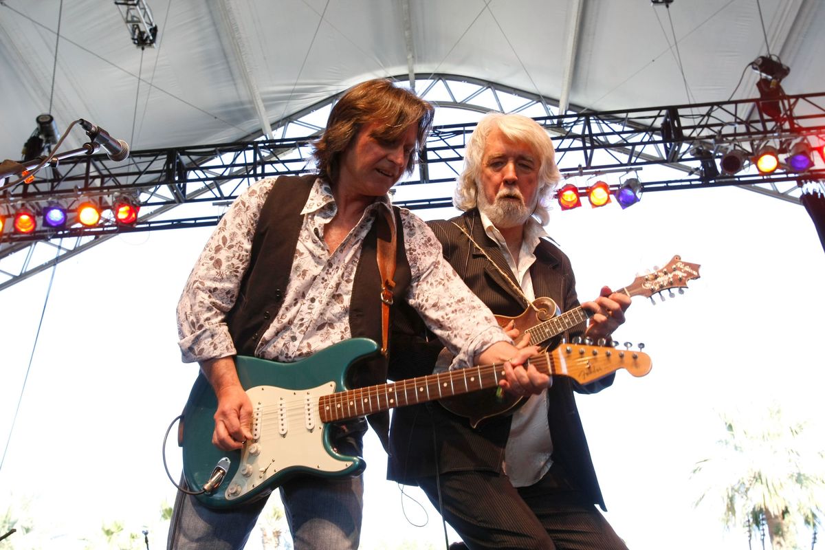 Musicians Jeff Hanna, left, and John McEuen of the band Nitty Gritty Dirt Band perform during Day 1 of Stagecoach at the Empire Polo Field on May 2, 2008, in Indio, Calif. (Getty Images)