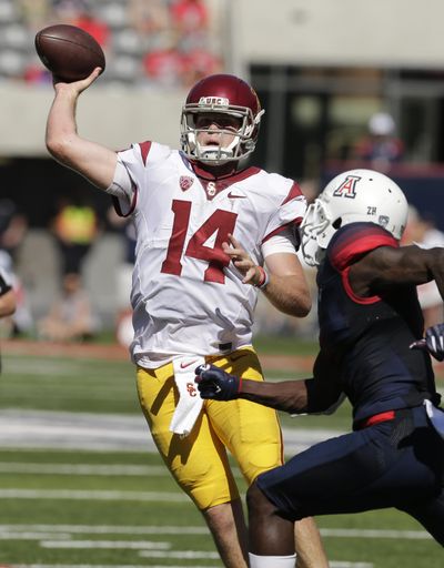 USC quarterback Sam Darnold threw five touchdown passes against Arizona. (Rick Scuteri / Associated Press)