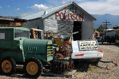 
Inside and outside the buildings at the Miracle of America Museum can be found thousands of pieces of equipment, vehicles and miscellaneous things that will make a visitor wonder what they were used for. Below, left, Gil Mangles and his wife, Joanne, founded the museum known as Miracle of America in 1981. One of Gil's interests is building lawn ornaments from metal objects donated to the museum. Below, right, there was a time when many pieces of equipment were powered by steam. The museum displays various steam-powered machinery including a locomotive and farm equipment.
 (photos by Mike Brodwater / The Spokesman-Review)