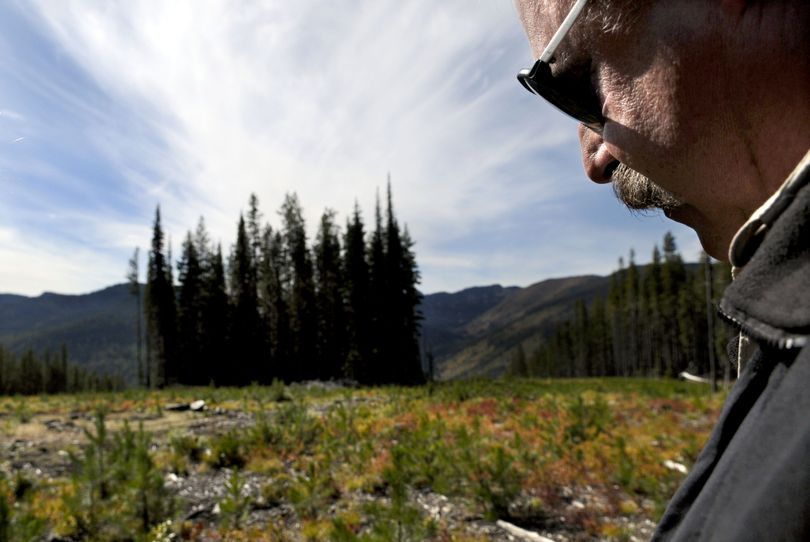 Phil Edholm, chief executive  of Lookout Pass Ski Area, talks about expansion plans that would include 2,000 acres over two mountain peaks. He gave a tour of the proposed expansion site near the Idaho-Montana border on Wednesday.  (Kathy Plonka)