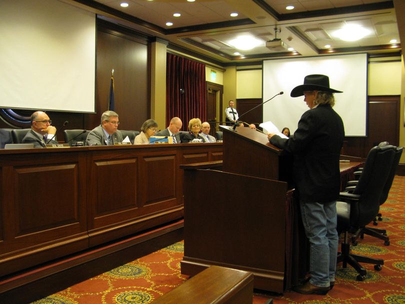 Debbie Amsden testifies against SB 1011, the bill to repeal “instant racing” in Idaho (Betsy Russell)