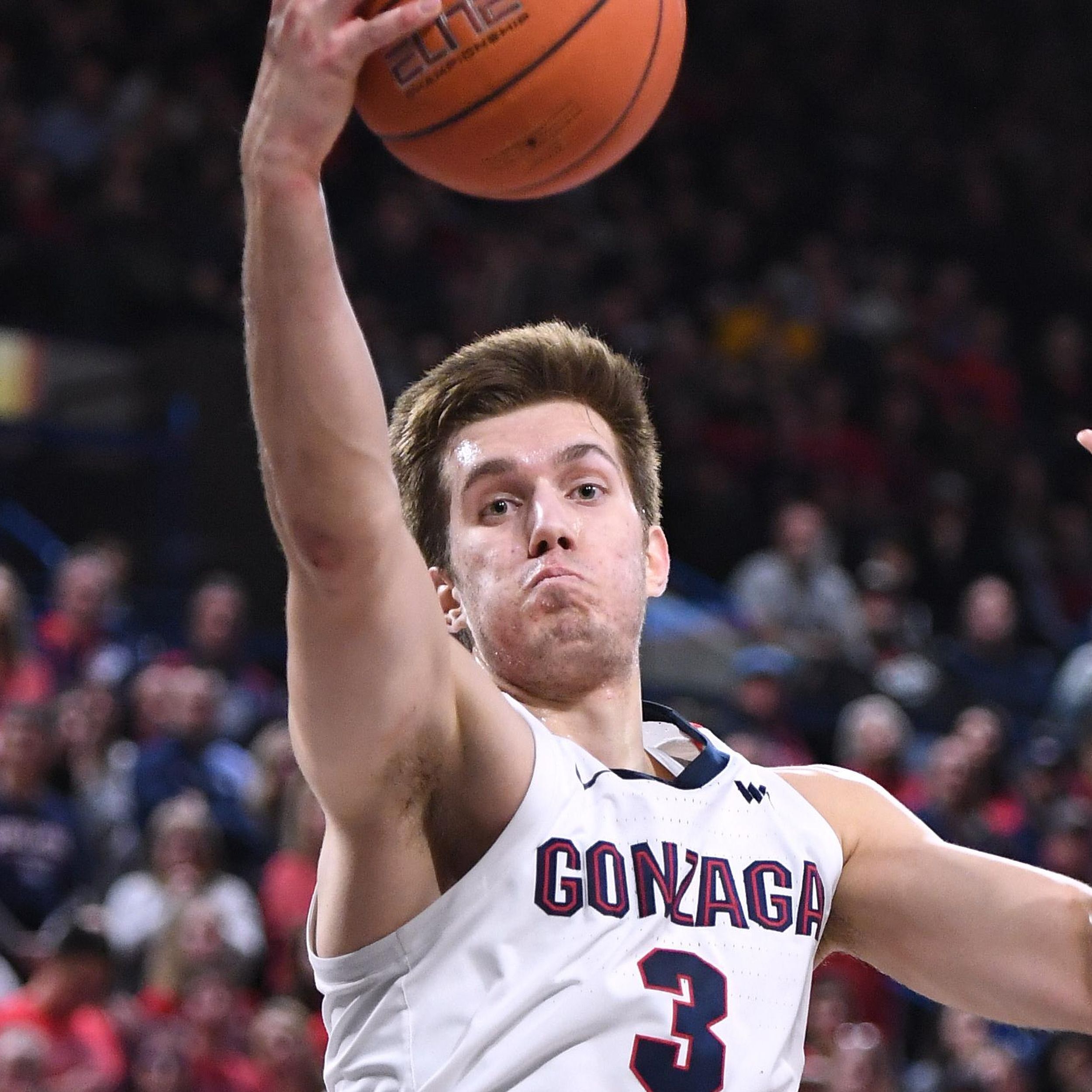 Gonzaga forward Filip Petrusev, right, and Cal State Bakersfield