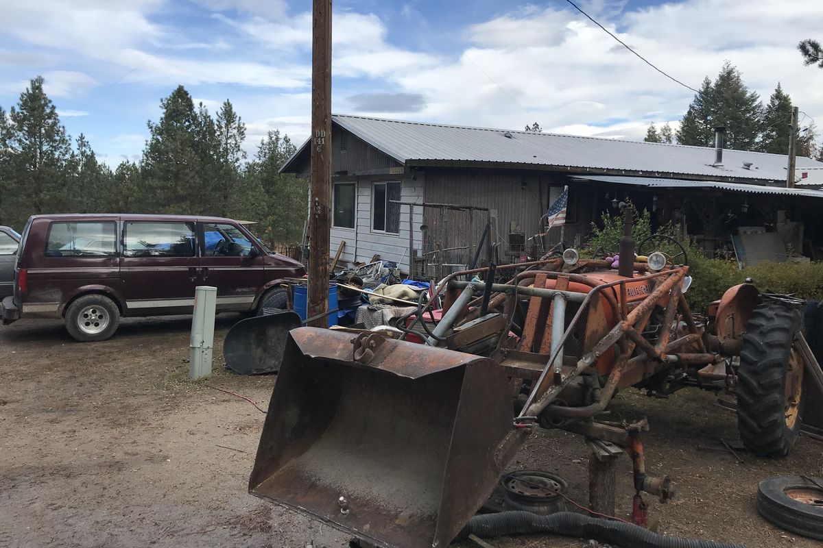 The Chattaroy-area home of 68-year-old Harold Carlson, where a 59-year-old man was seriously injured when a homemade bomb exploded Monday, Oct. 8, 2018. (Jonathan Glover / The Spokesman-Review)