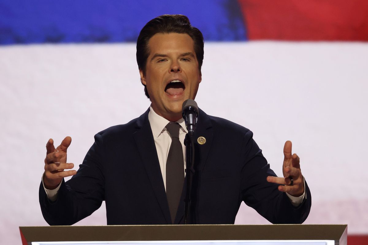 U.S. Rep. Matt Gaetz speaks during the Republican National Convention session at Fiserv Forum on July 17, 2024, in Milwaukee. (John J. Kim/Chicago Tribune/TNS)  (John J. Kim)