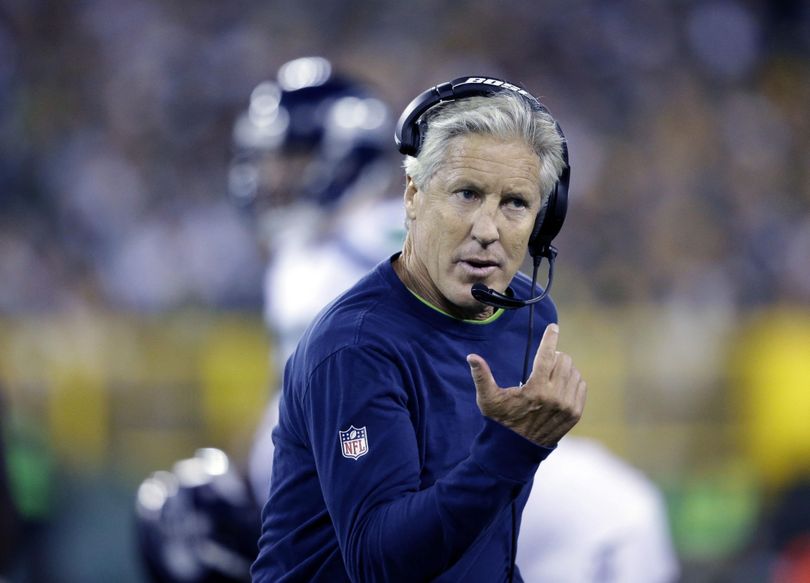The Seattle Seahawks are 60-36 overall in the regular season and 8-4 in the playoffs under Pete Carroll, who received an extension through 2019 on Tuesday. (Jeffrey Phelps / Associated Press)