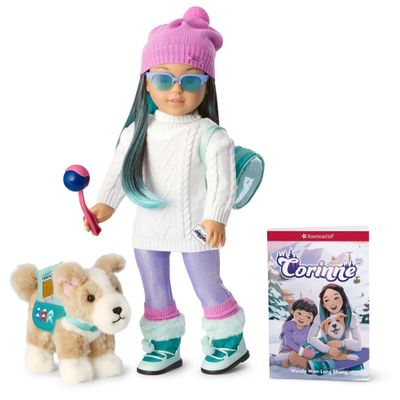 American Girl’s new Chinese American doll Corinne Tan has a pup named Flurry.  (americangirl.com)