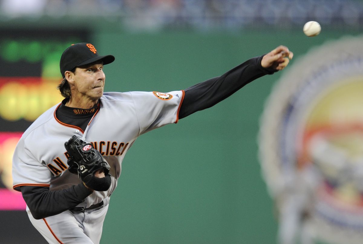 Associated Press San Francisco’s Randy Johnson worked into the sixth inning on a rainy night and became the 24th pitcher to win 300 games. (Associated Press / The Spokesman-Review)