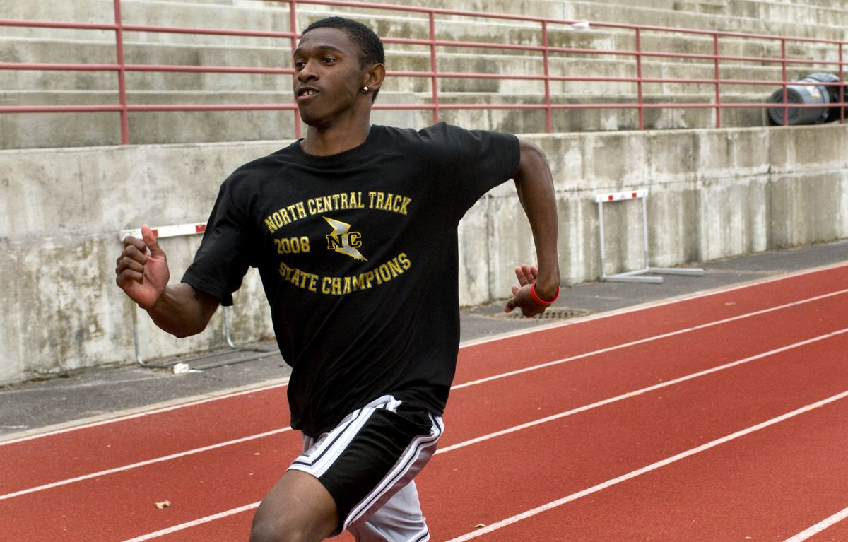 Sprinter Adrian Morris came to North Central HS from Louisiana after his family was hit hard by Hurricane Katrina.  (Colin Mulvany / The Spokesman-Review)
