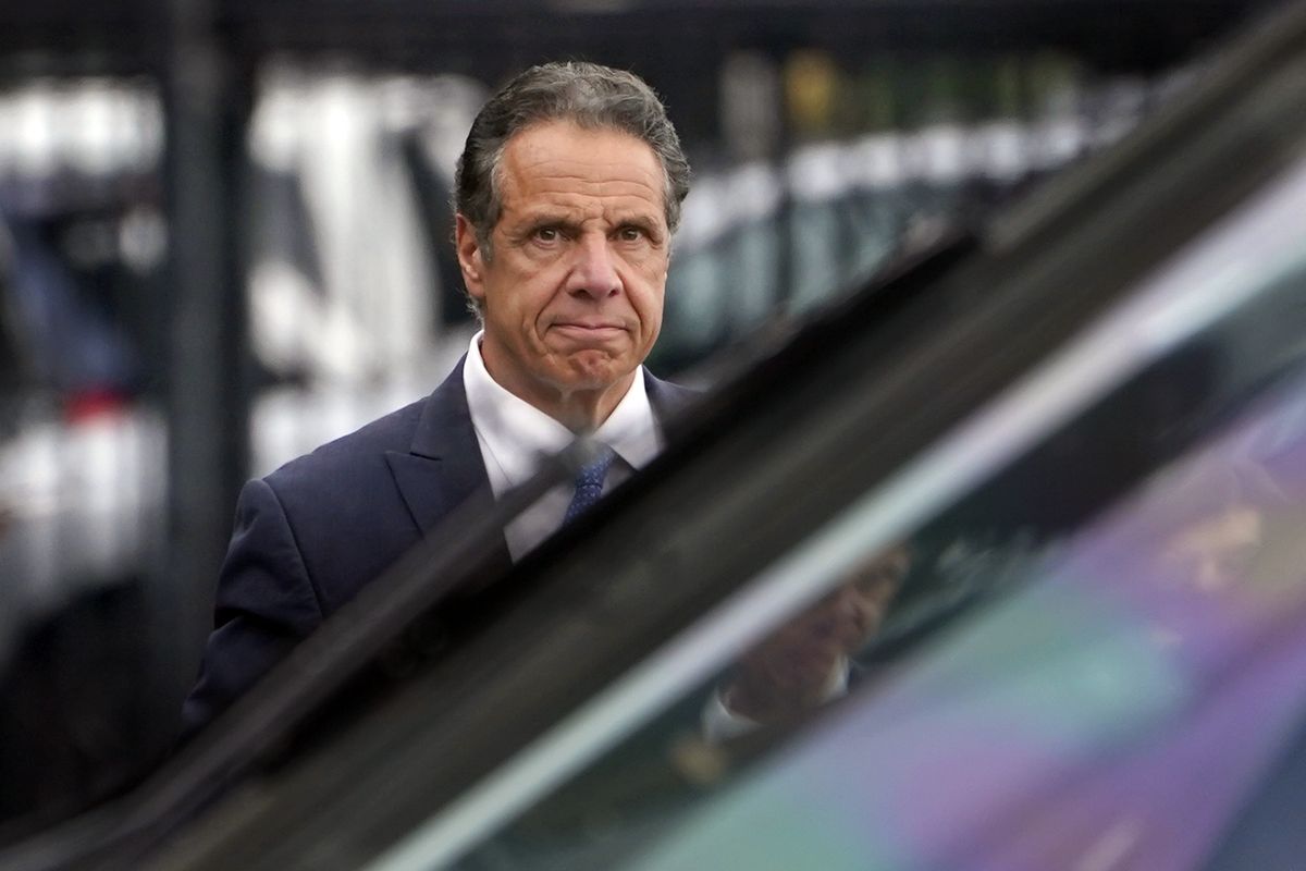 New York Gov. Andrew Cuomo prepares to board a helicopter after announcing his resignation, Tuesday, Aug. 10, 2021, in New York. Cuomo says he will resign over a barrage of sexual harassment allegations. The three-term Democratic governor