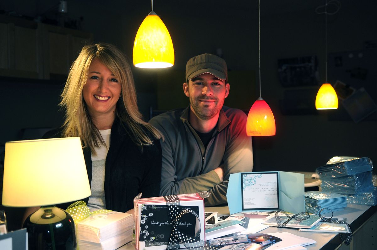 Heidi and Ryan Miller started Mango Ink, a custom-design greeting card and celebration card company. (Dan Pelle / The Spokesman-Review)