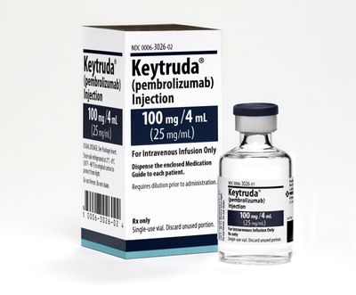 This 2015 photo made available by Merck shows the drug Keytruda. (Michael Lund / Associated Press)