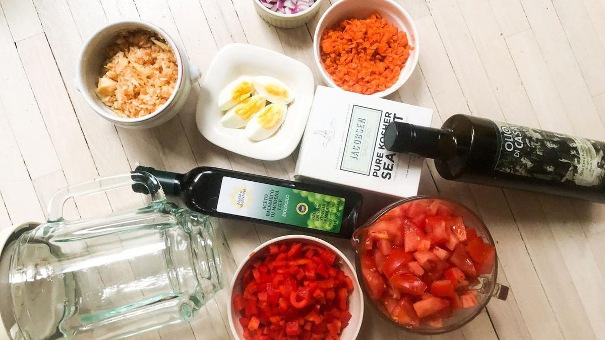 Count the blender as a key ingredient to gazpacho, a Spanish soup made from a puree of fresh vegetables.  (Kate Krader/Bloomberg)