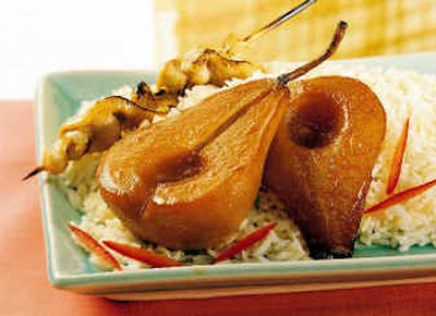 
Braised Pears With Soy-Ginger Glaze combines pears with soy sauce, ginger root, a touch of cayenne, and a splash of rice vinegar for a delectable side dish.
 (Associated Press / The Spokesman-Review)