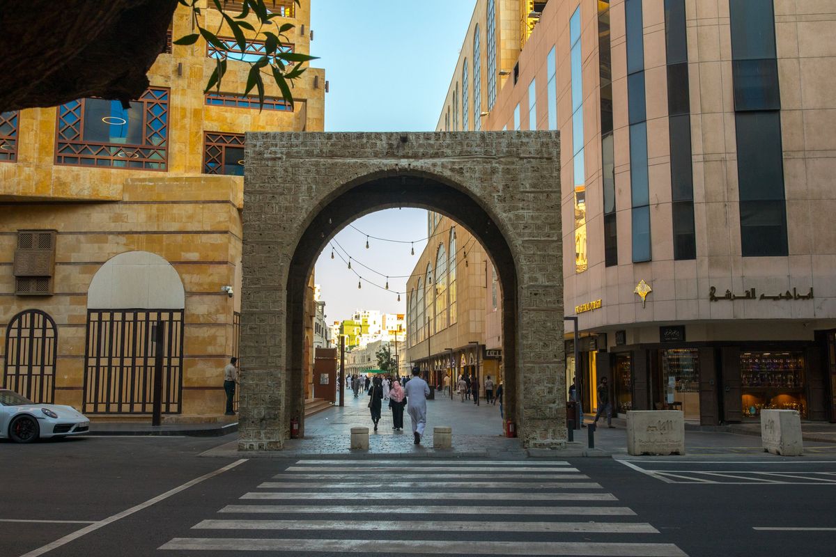 The Al Furdah Gate, an entry to the Al Balad neighborhood in Jeddah, Saudi Arabia, Dec.14, 2025. Jeddah, a port city that nearly 14 centuries of Mecca-bound pilgrims have come to know well, has one of the best preserved old town areas in the Gulf States and a fabled history that long predates the region’s oil wealth. (Iman Al-Dabbagh/The New York Times) (IMAN AL-DABBAGH)